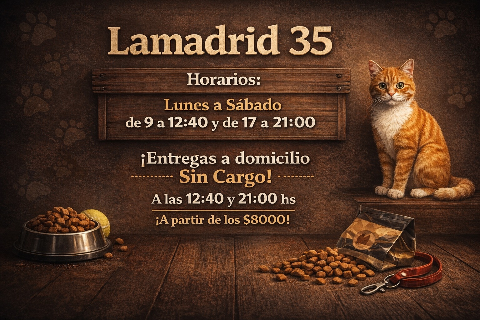 Dirección y horarios del local